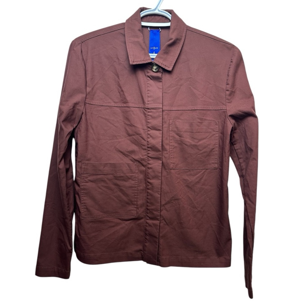 Kit and Ace Long Sleeve Button Jacket Shirt Sz 4 Mauve Lightweight Stretch